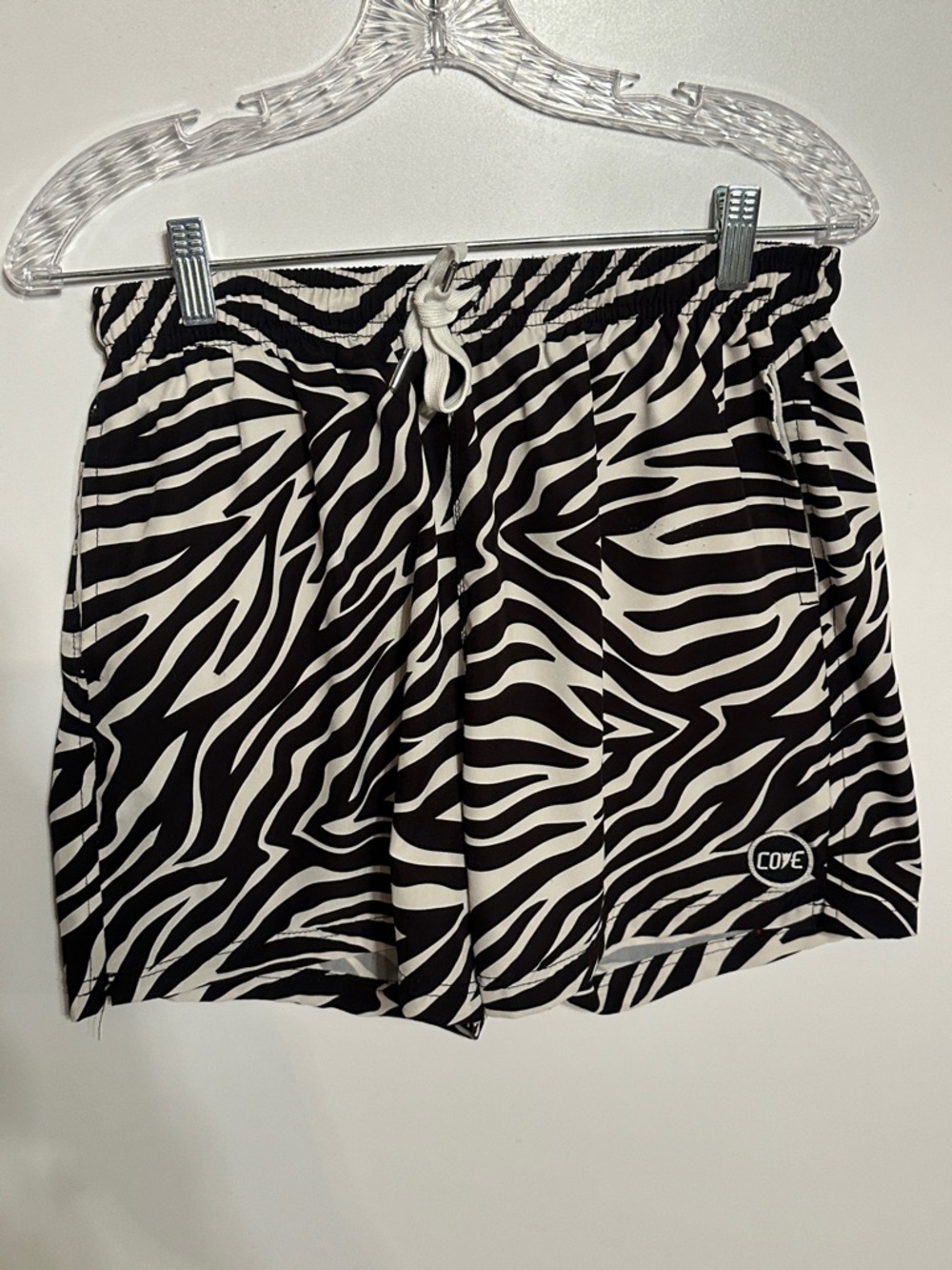 COVE Zebra-Print Athletic Shorts - Black & White